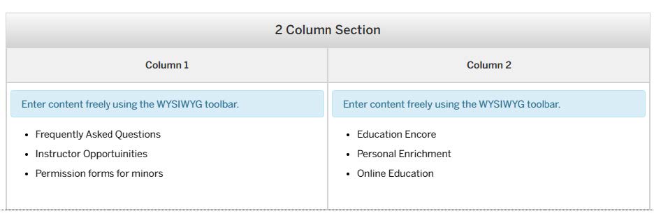 Image showing Insert 2 Column Section