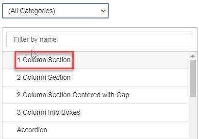 Image showing Select 1 Column Section