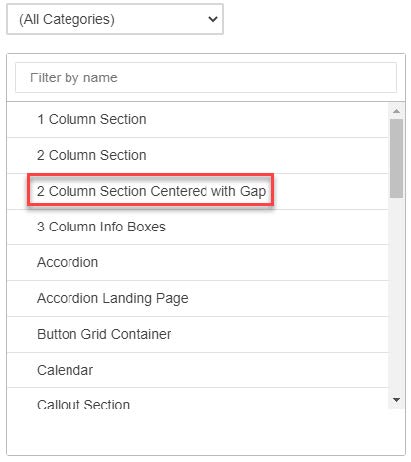 Image showing Select 2 Column Section Centered with Gap