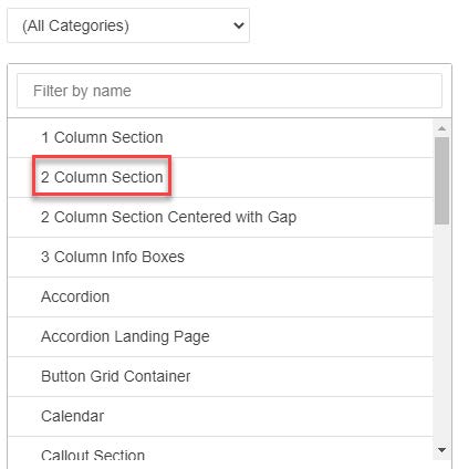 Image showing Select 2 Column Section