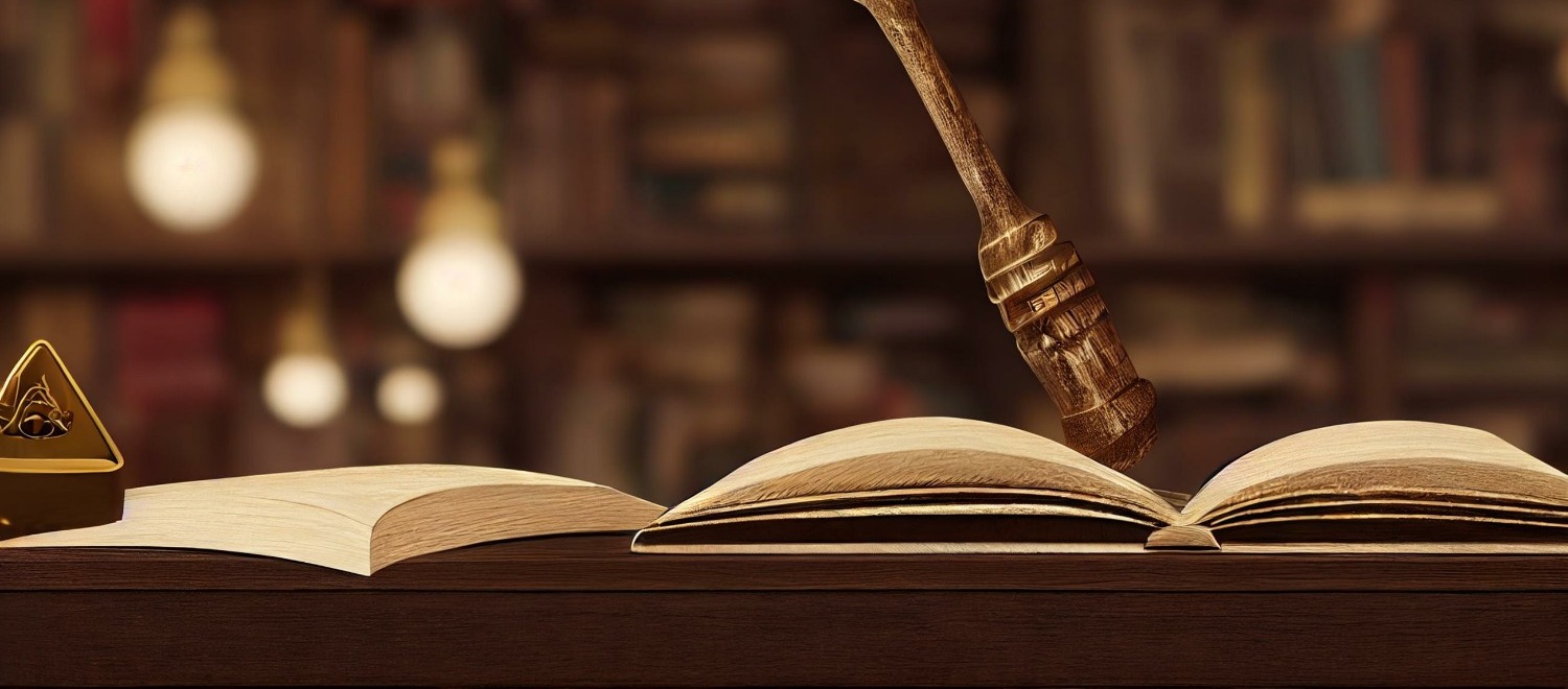 Books with a rod in a library